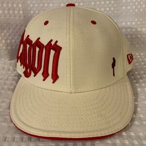 New Era 59Fifty red and white Red Dragon ball cap, fitted size 7 and 1/8.